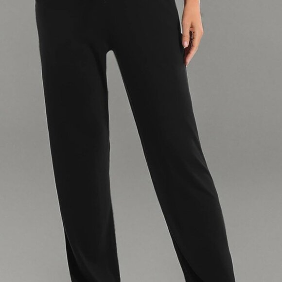 Women's Straight Leg Long Pants Elastic High Waist Drawstring Casual Trousers wi - Picture 6 of 6